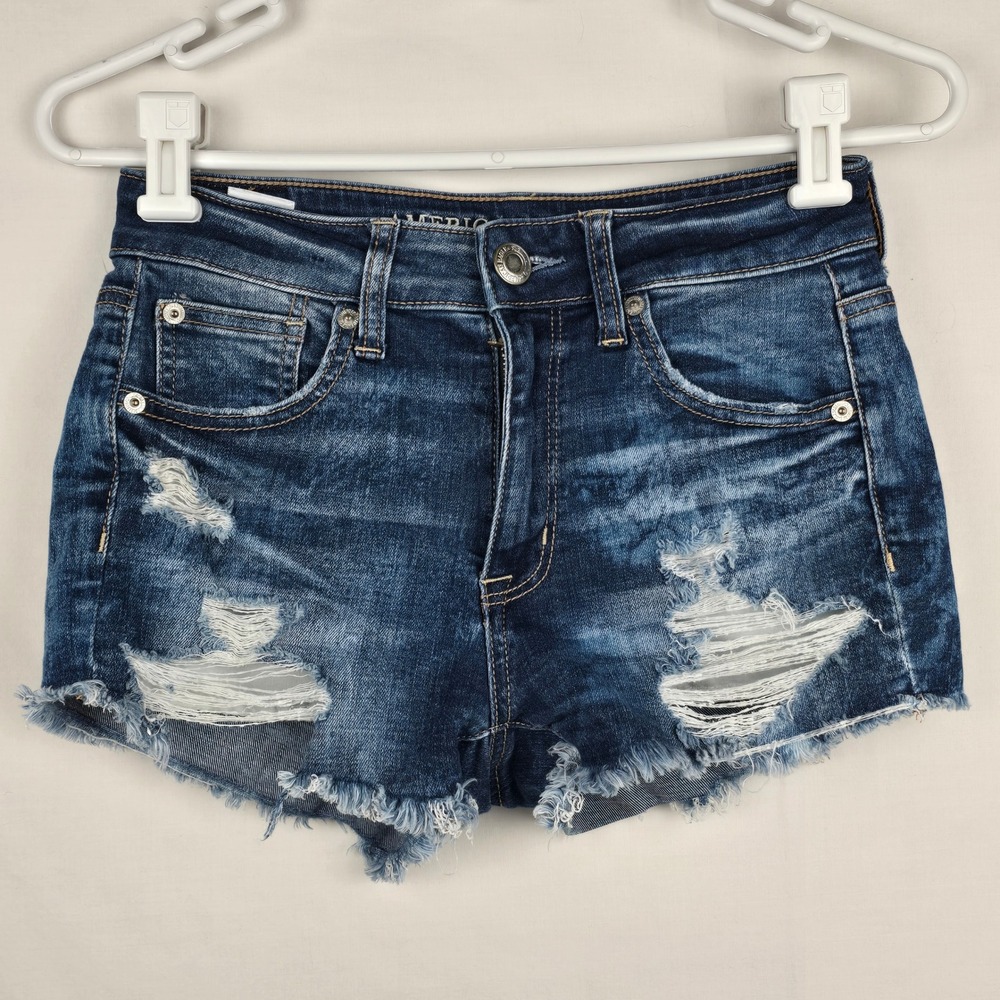 American Eagle Outfitters Super Stretch Denim Cutoff Shorts Distressed Size 2